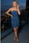 Stretch Denim Strapless Mini Dress