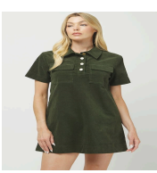 CORDUROY BUTTON DOWN MINI DRESS