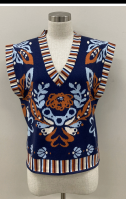 Flower print with stripe detail vest