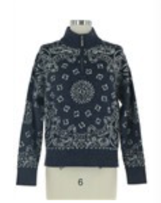 Paisley Half Zip-Up Sweater