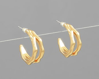 Bamboo Shape Double Layer Hoops