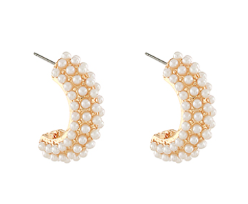 Pave Pearl Hoops