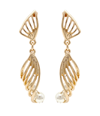 Pearl & Layered Metal Earrings
