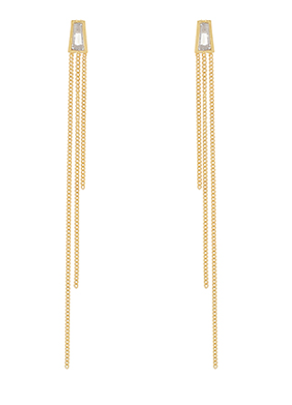 Baguette Chain Linear Earrings