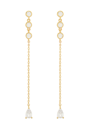 Teardrop Linear CZ & Chain Earrings