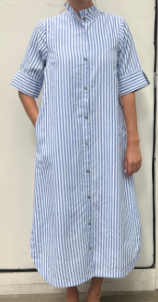 Striped Button Up Midi Shirt Dress