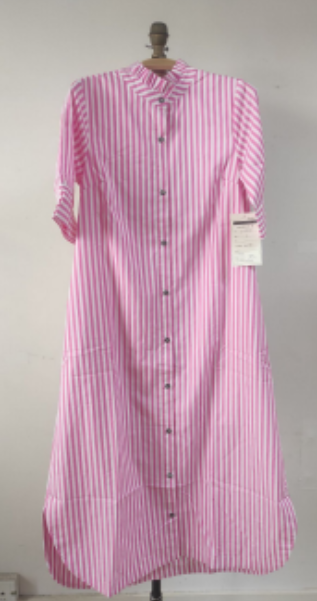 Striped Button Up Midi Shirt Dress