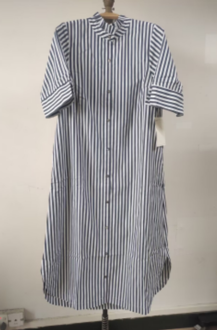 Striped Button Up Midi Shirt Dress
