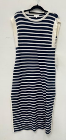 Contrast Trim Striped Midi Dress