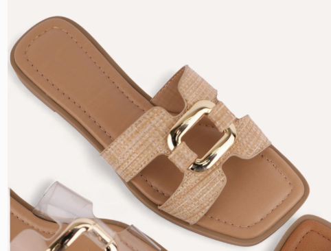 Feng Faux Leather Buckle Sandal