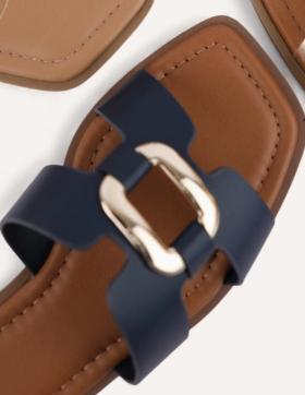 Feng Faux Leather Buckle Sandal