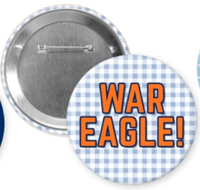 War Eagle Gingham Gameday Button