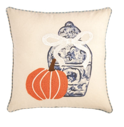 Chinoiserie Pumpkin Applique Pillow