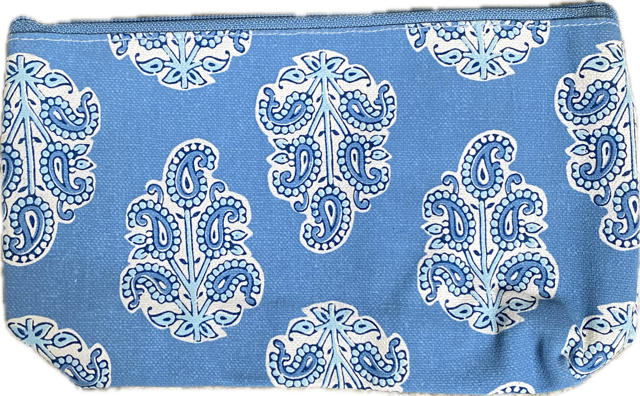 Blue Block Print Large Pouches