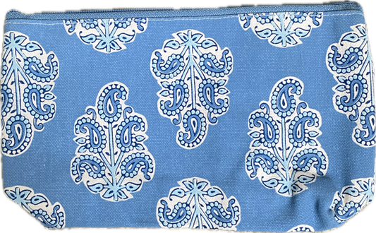 Blue Block Print Large Pouches
