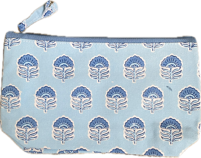 Blue Block Print Large Pouches