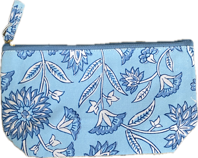 Blue Block Print Large Pouches