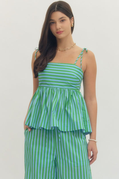 Striped Tie Strap Top