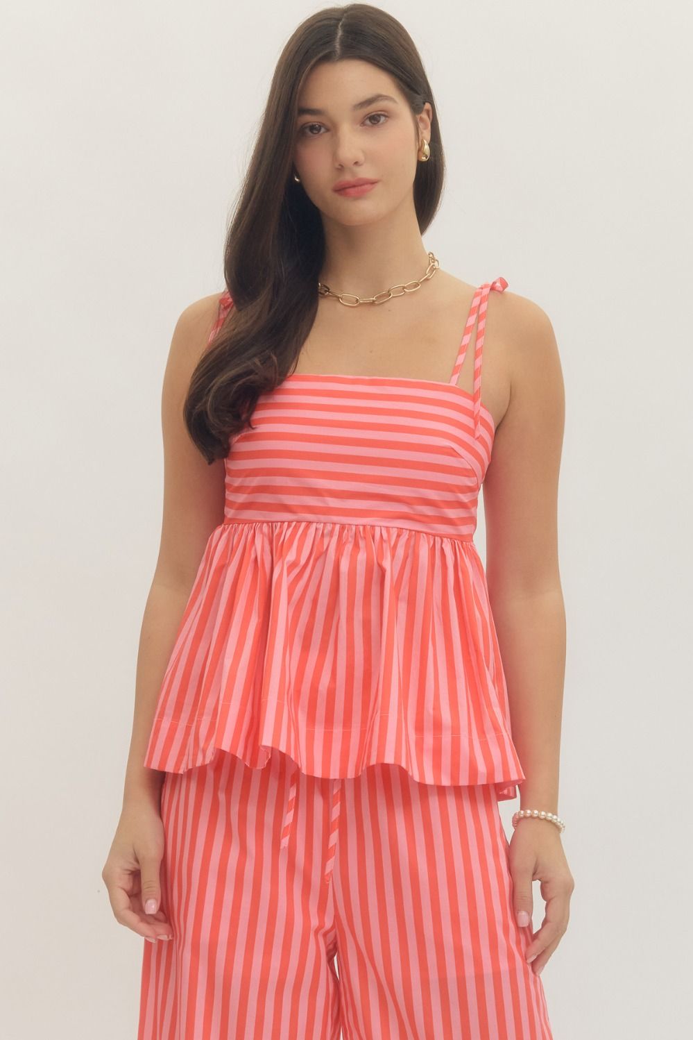 Striped Tie Strap Top