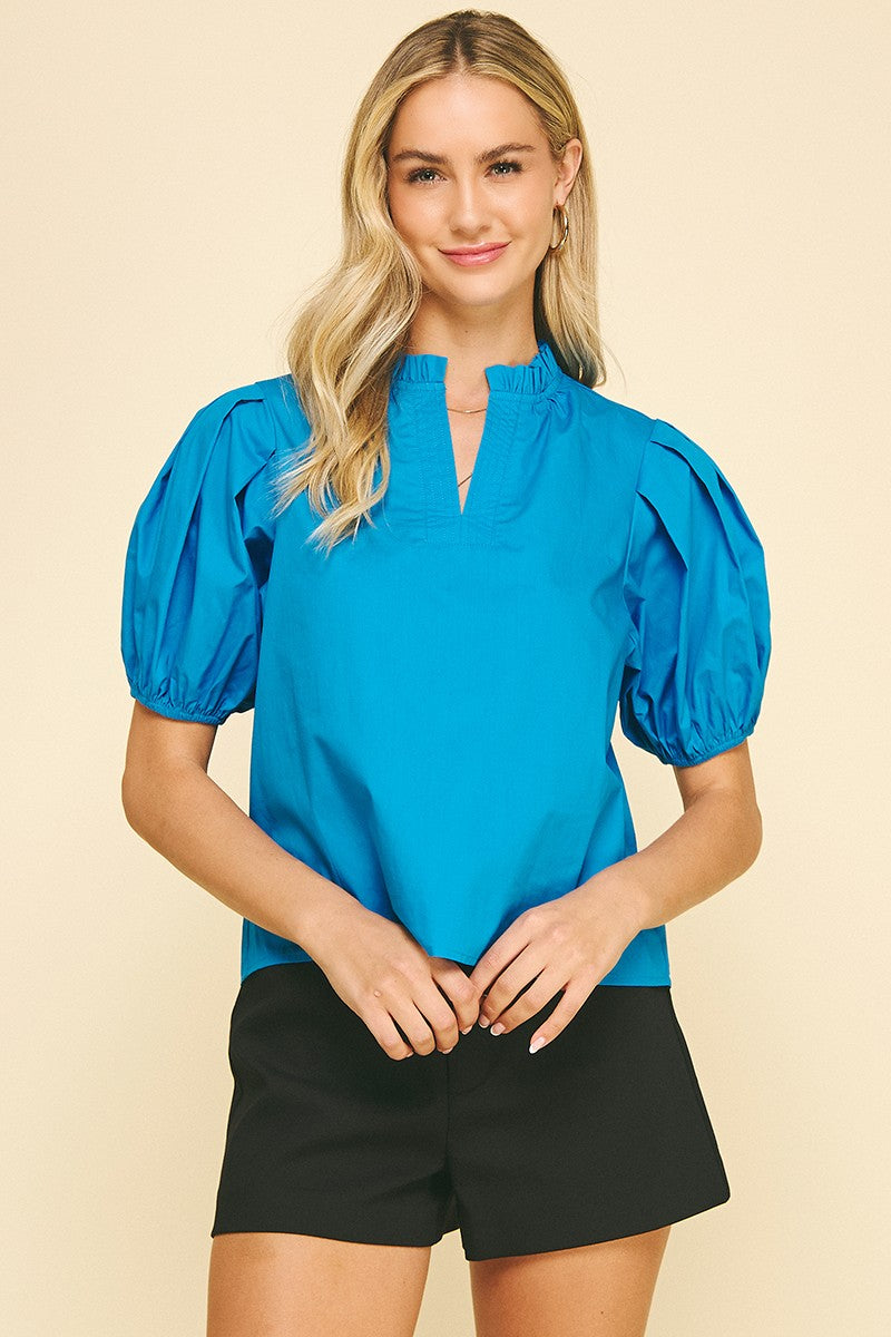 Short Sleeve V Neck Top