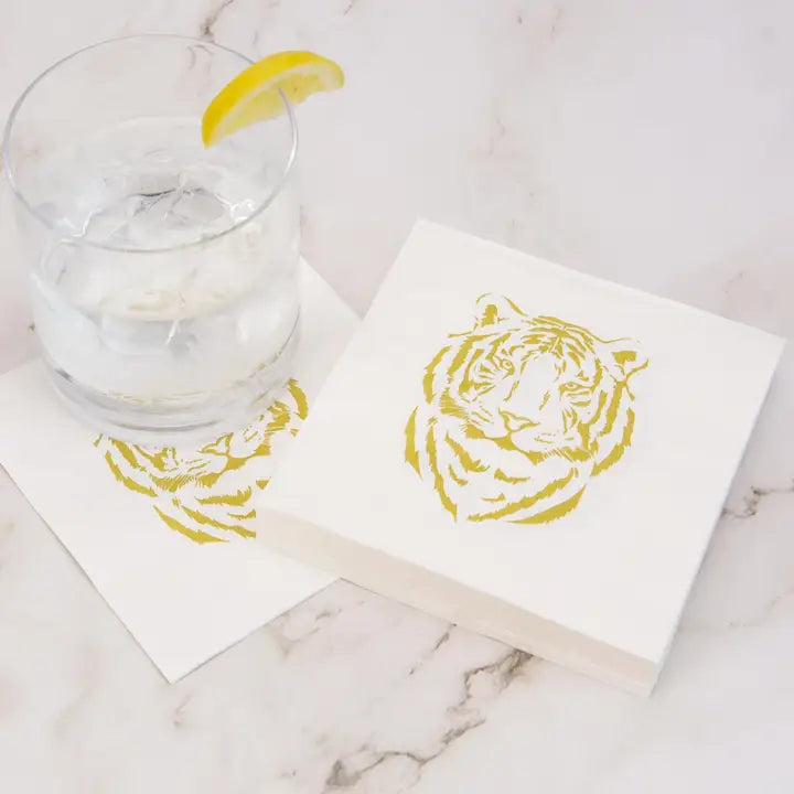 Tiger Gold Foil Cocktail Napkins