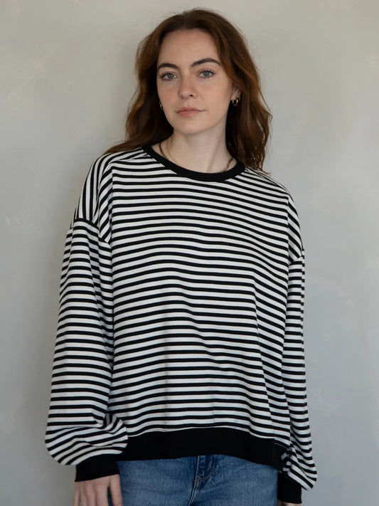 Oversized Striped Knit Top