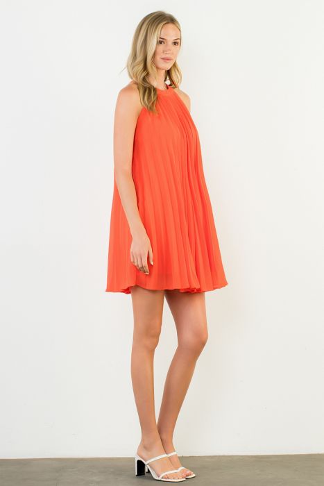 Pleated Halter Dress