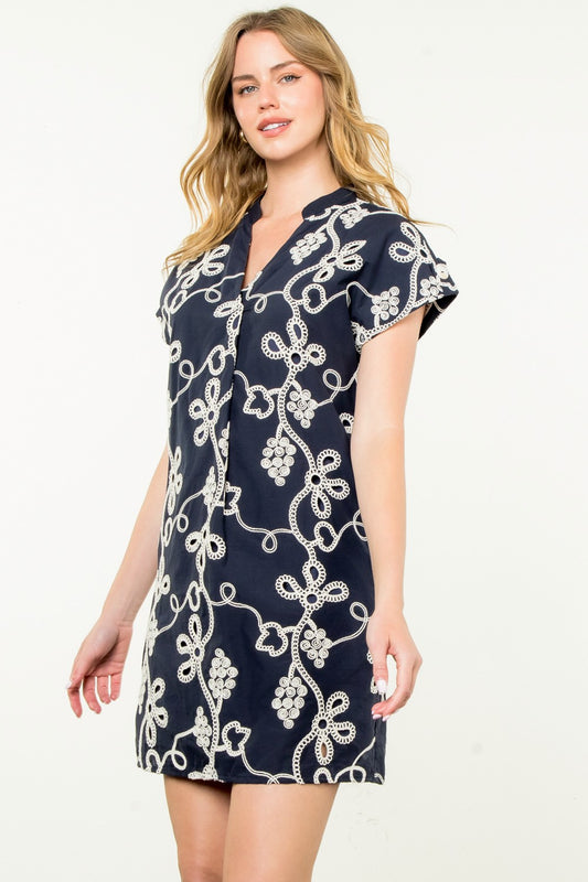 Short Sleeve Embroidered Dress