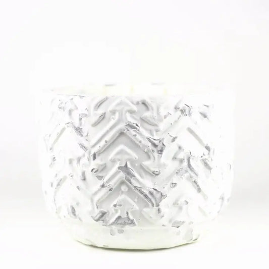 WHITE DISTRESSED STONE CANDLE