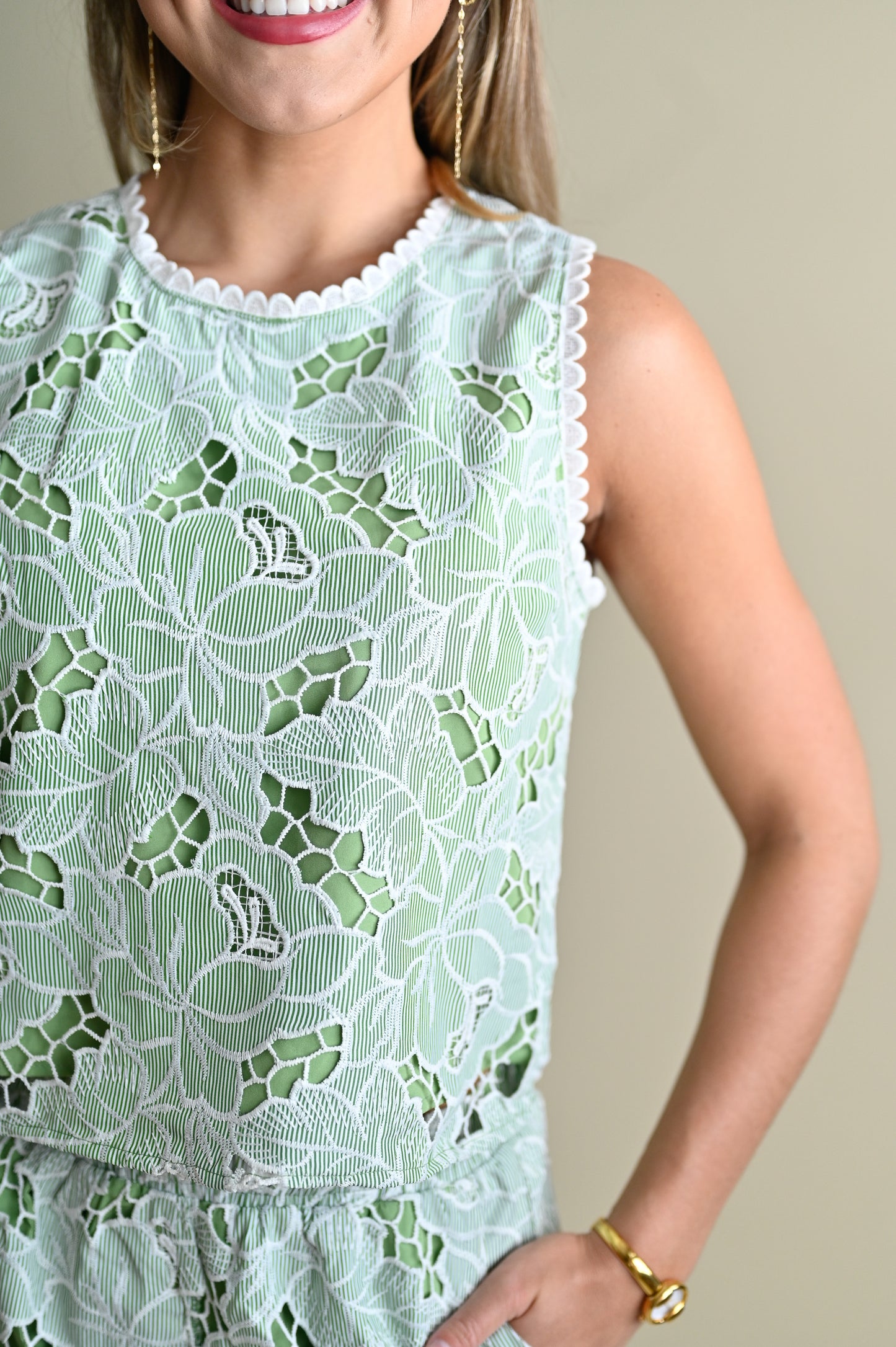 Embroidered Sleeveless Top & Shorts Set
