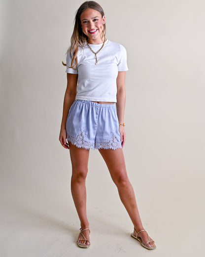 Elastic Waist Lace Trim Shorts