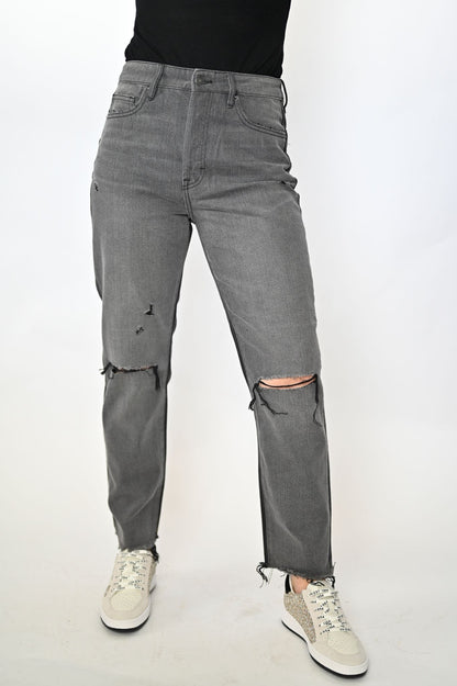TRACEY TWO TONE HIGH RISE STRAIGHT JEANS