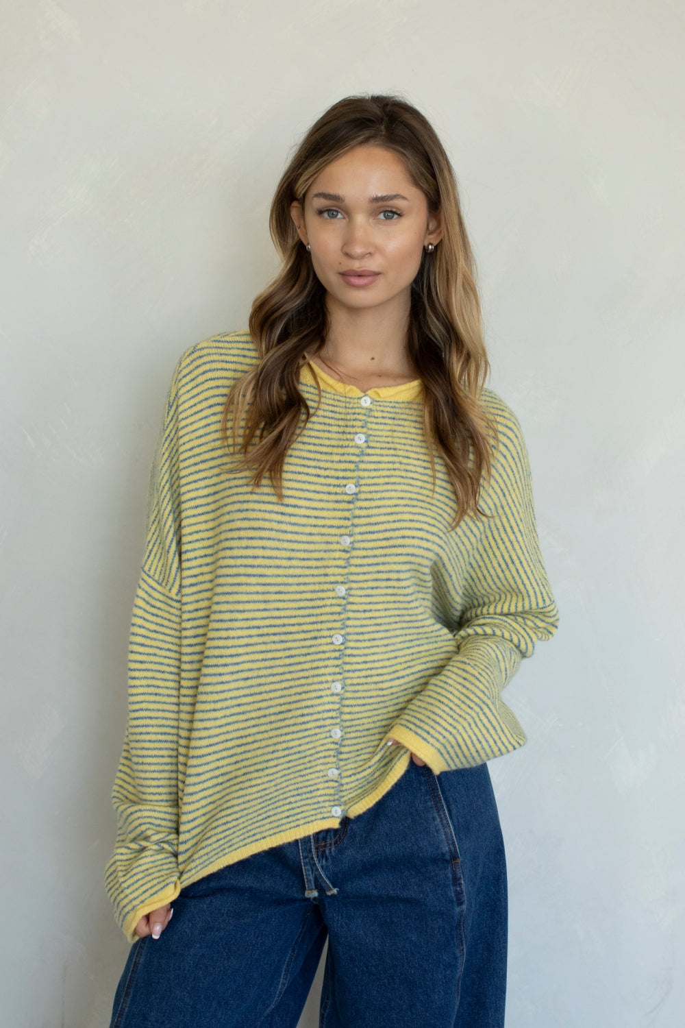 Butter Pinstripe Piper Cardigan