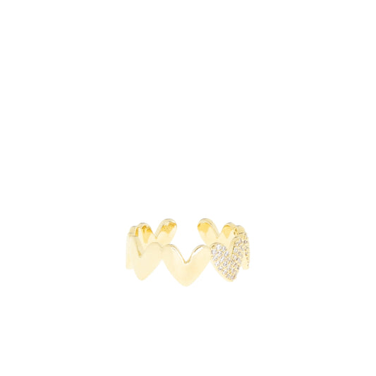 Adjustable Pave Heart Band Ring