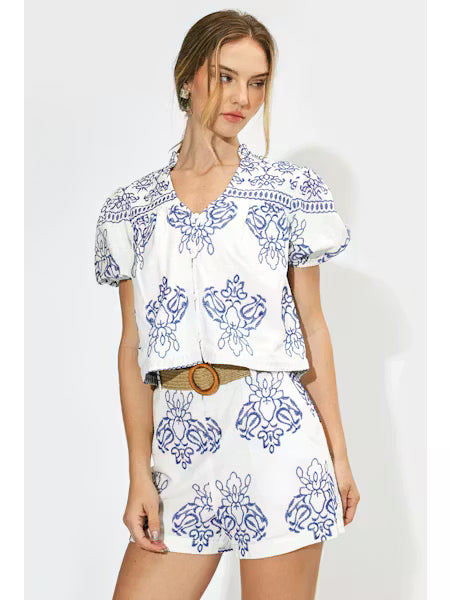 Caitlin Collette Embroidered Top & Shorts Set