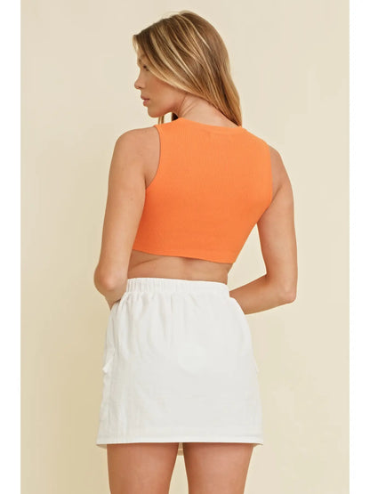 Sleeveless Fringe Hem Knit Tank
