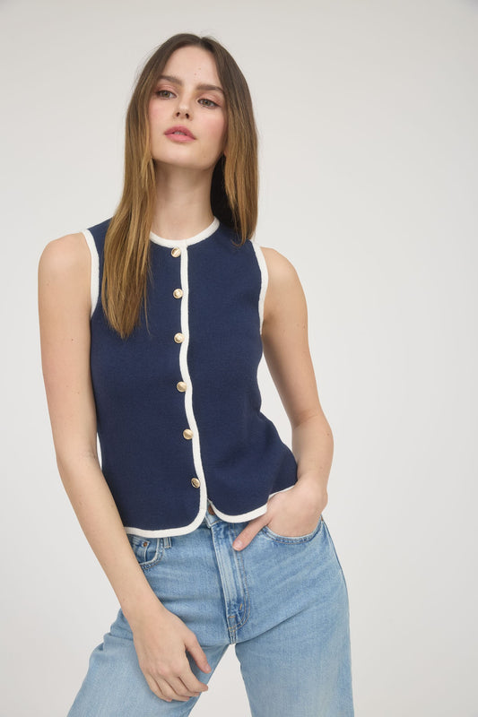 Contrast Trim Sweater Vest