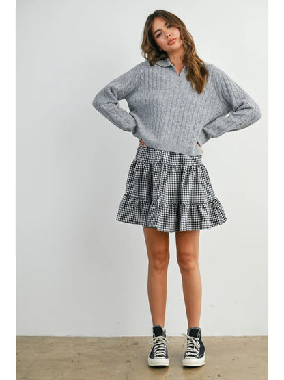 Collared Cable Knit Sweater