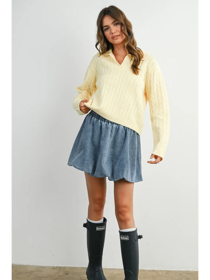 Collared Cable Knit Sweater