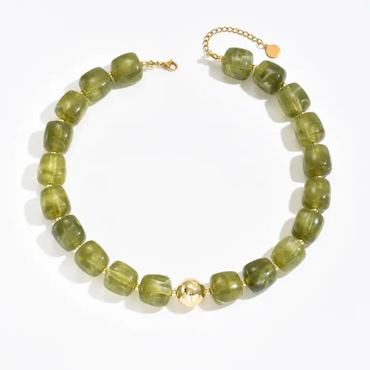 Boho Geometric Acrylic Bead Necklace