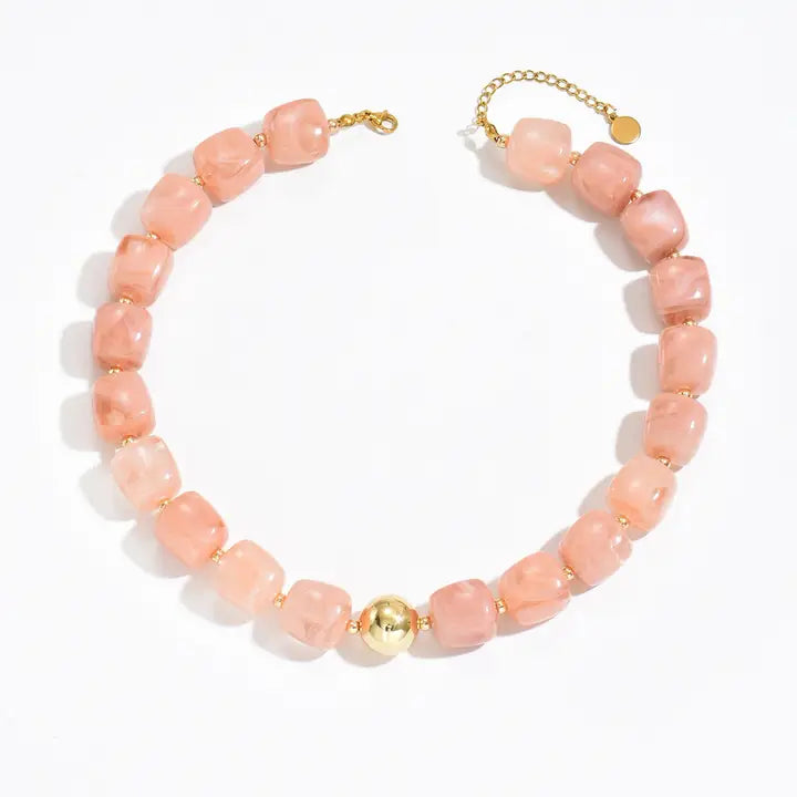 Boho Geometric Acrylic Bead Necklace