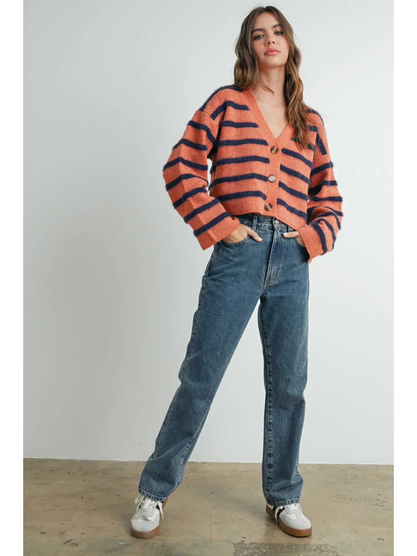 Thick Striped Cardigan