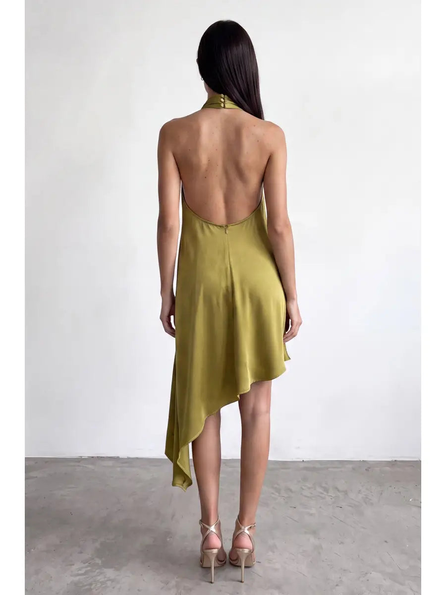 Asymmetrical Hem Halter Dress