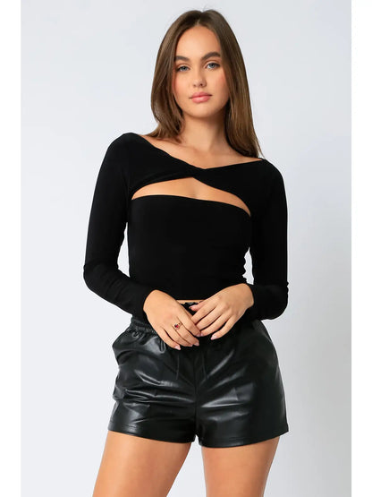 Michal Cutout Twist Neck Top