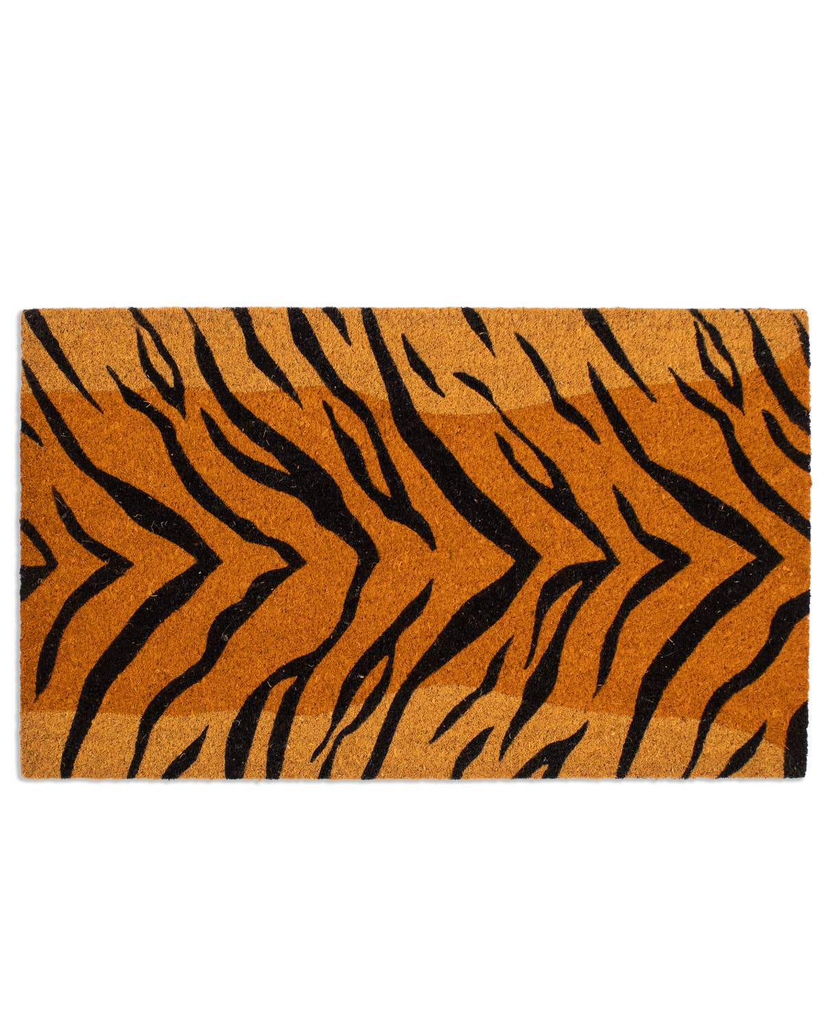 Tiger Print Coir Doormat   Natural/Tan/Black    30x18