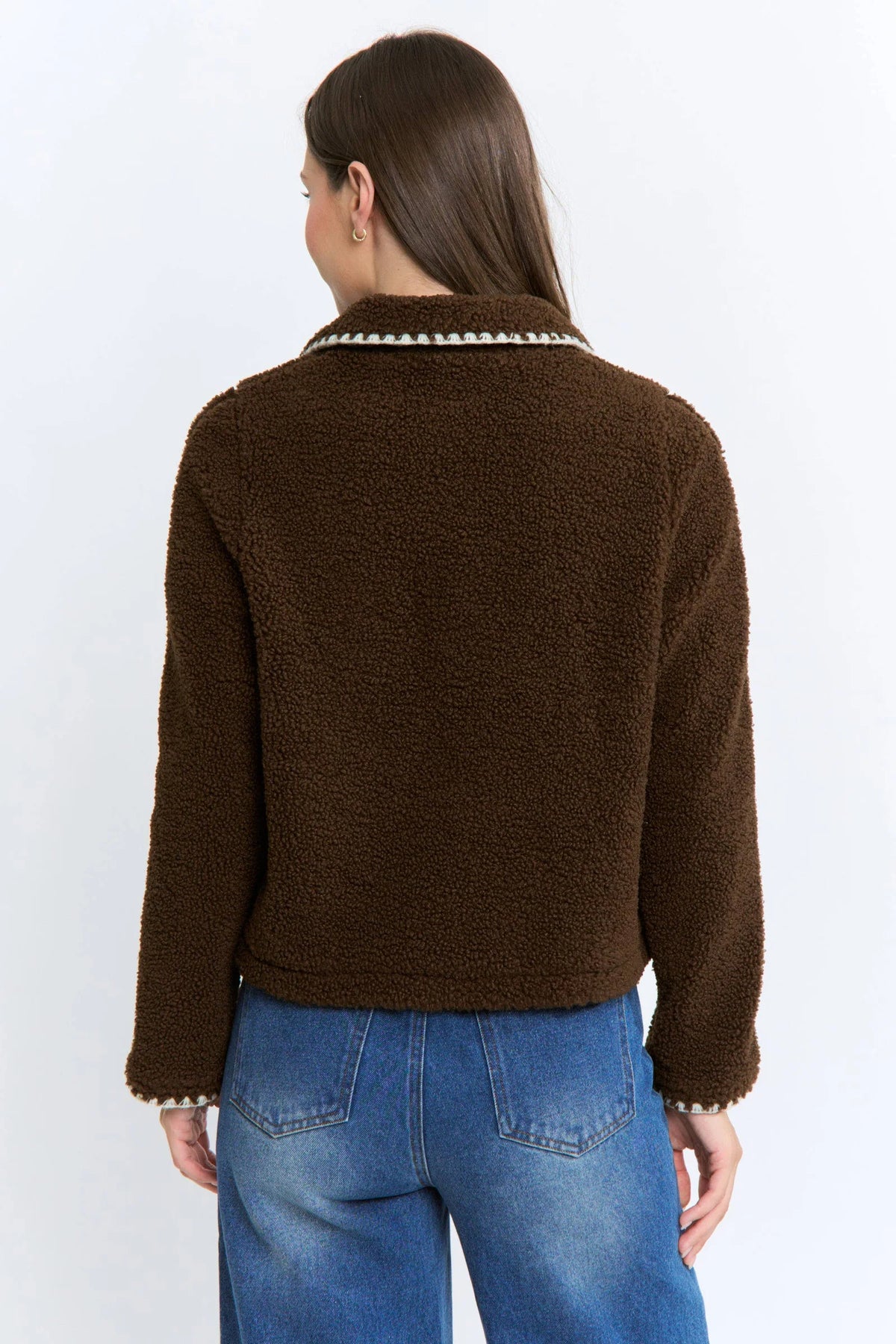 Contrast Trim Sherpa Jacket