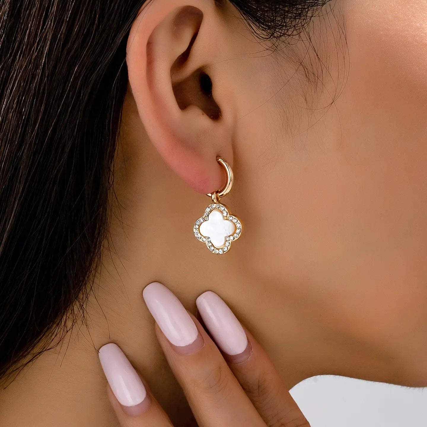 Mother of Pearl Clover Drop Earring