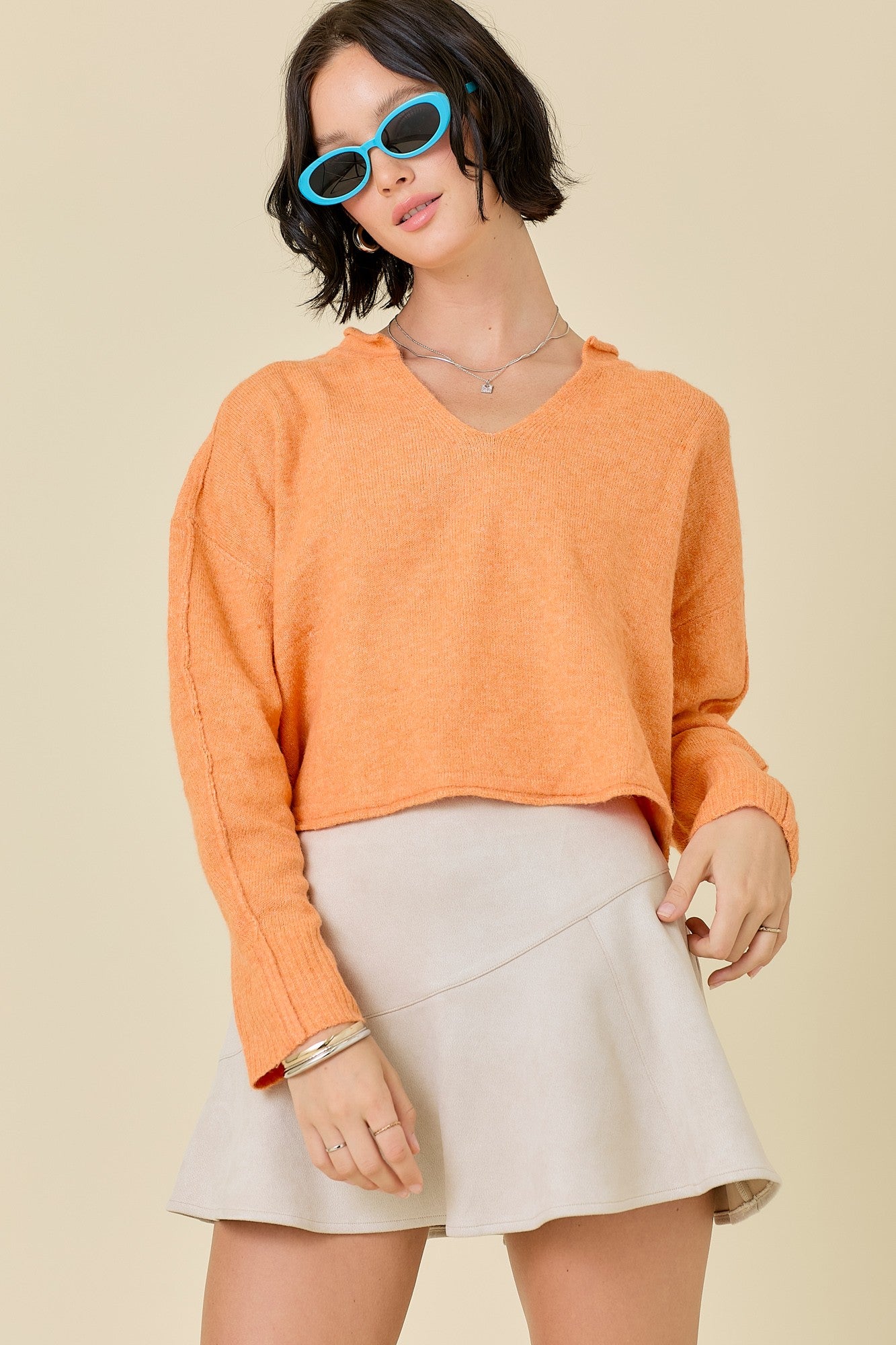 Long Sleeve V Neck Sweater