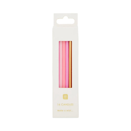 ROSE PINK & GOLD BIRTHDAY CANDLES