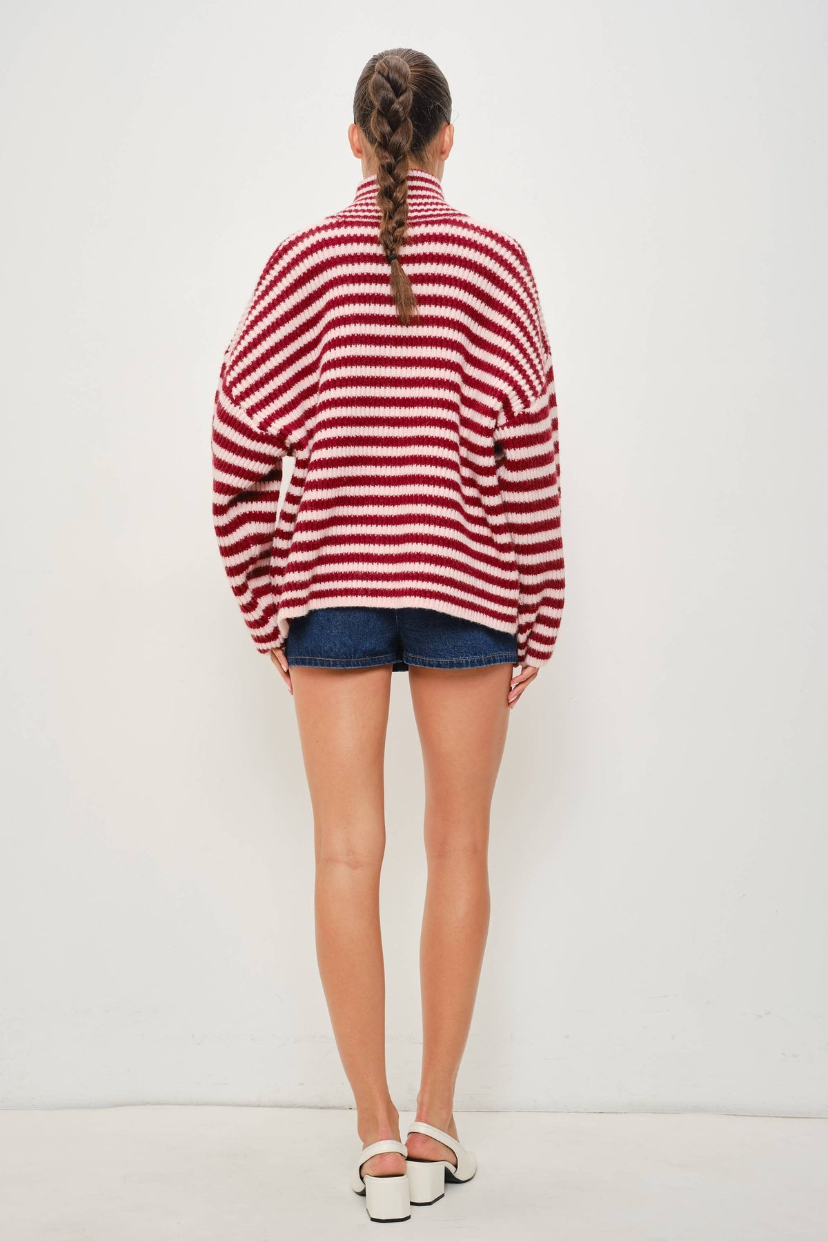 ZANE STRIPED MOCKED NECK ZIP UP JACKET